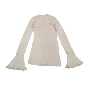 Candie’s Y2K Light Pink Ribbed Bell Sleeve Tunic Top Fairycore Knit M